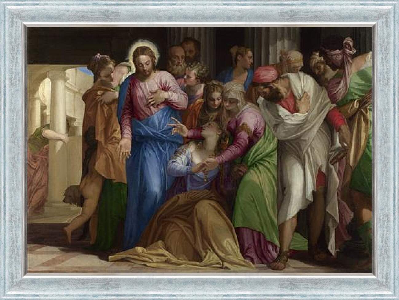 Картина в раме - Christ addressing a Kneeling Woman. Паоло Веронезе