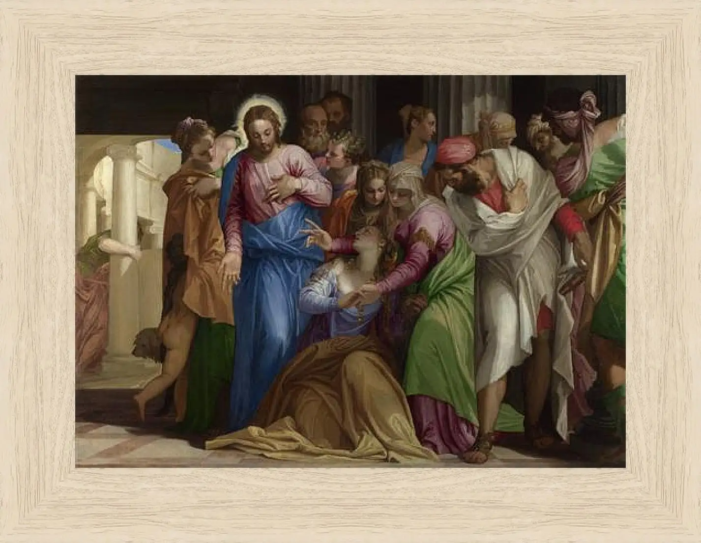 Картина в раме - Christ addressing a Kneeling Woman. Паоло Веронезе