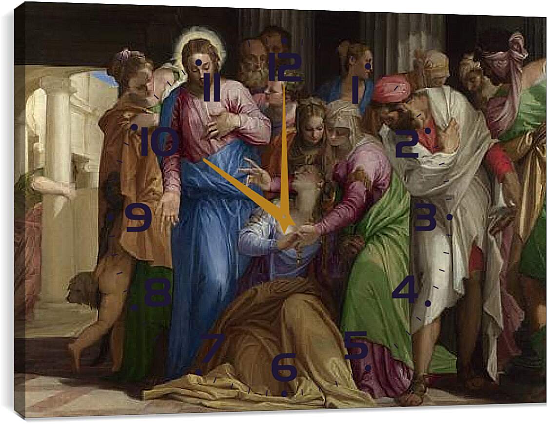 Часы картина - Christ addressing a Kneeling Woman. Паоло Веронезе