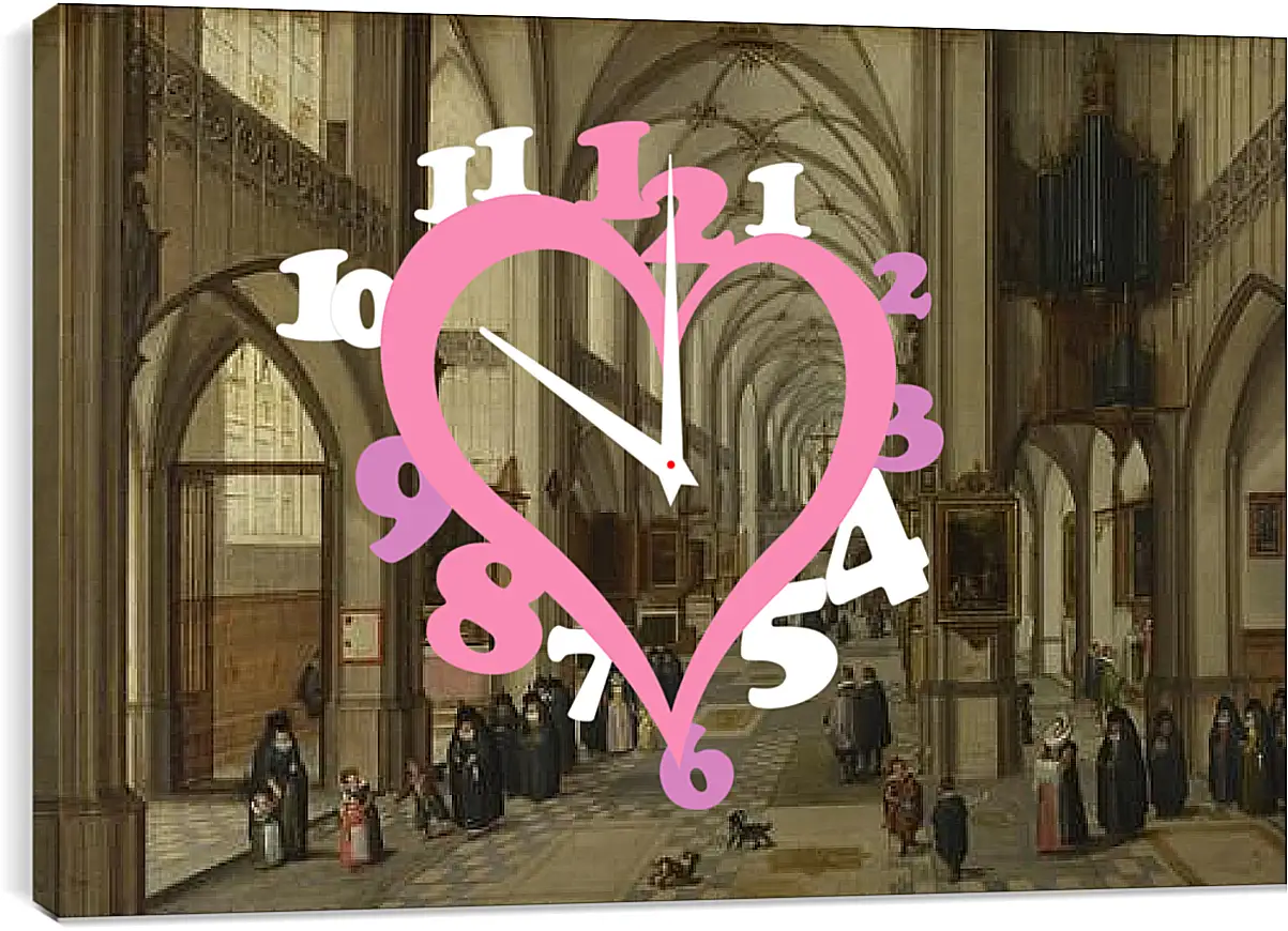 Часы картина - The Interior of a Gothic Church looking East. Стенвейк Хармен Ван