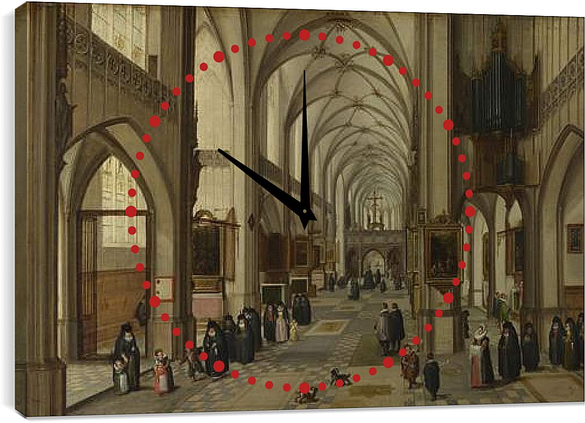 Часы картина - The Interior of a Gothic Church looking East. Стенвейк Хармен Ван