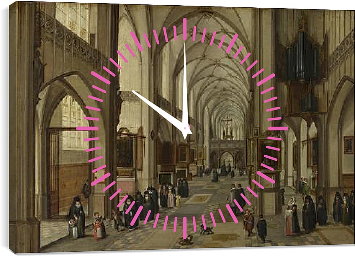 Часы картина - The Interior of a Gothic Church looking East. Стенвейк Хармен Ван
