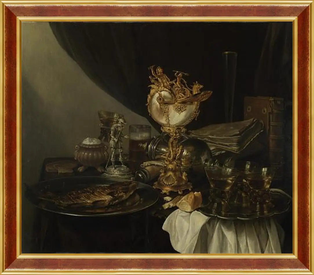 Картина в раме - Still Life with a Nautilus Cup. Натюрморт с чашкой. Виллем Клас Хеда