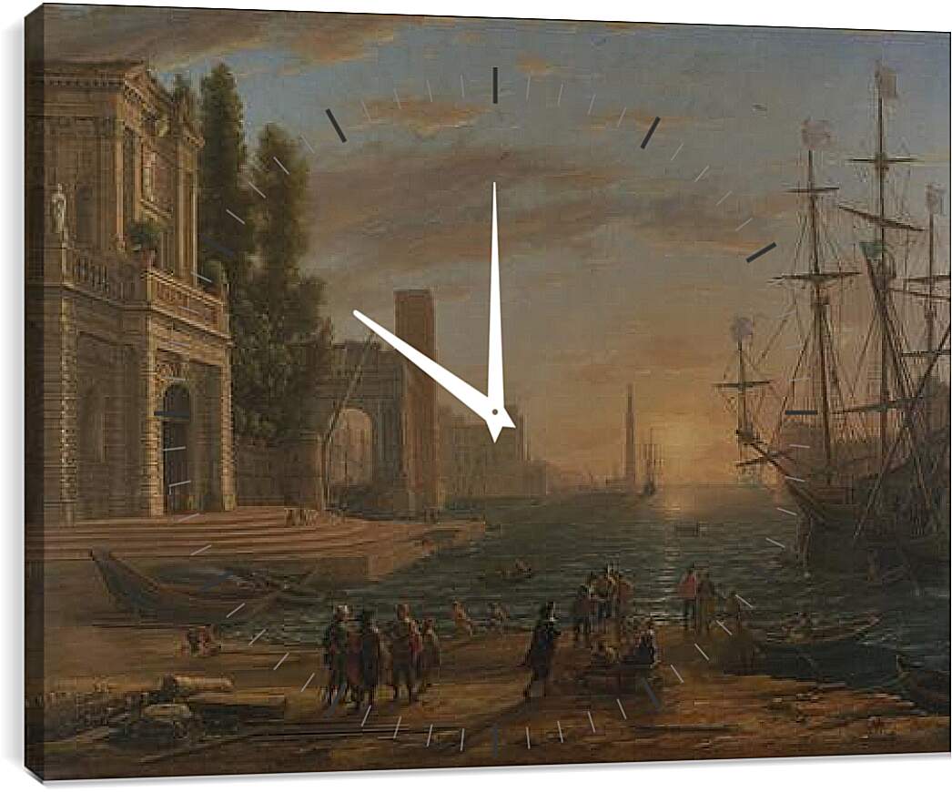 Часы картина - A Seaport. Клод Жозеф Верне