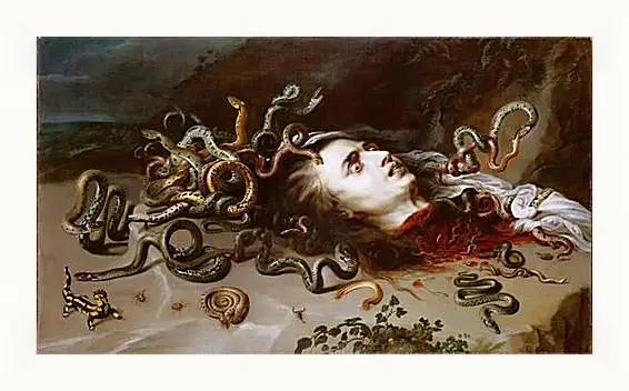 Картина в раме - The Head of Medusa. Питер Пауль Рубенс