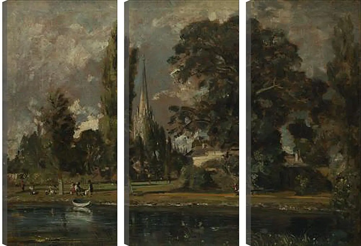 Модульная картина - Salisbury Cathedral and Leadenhall from the River Avon. Джон Констебл