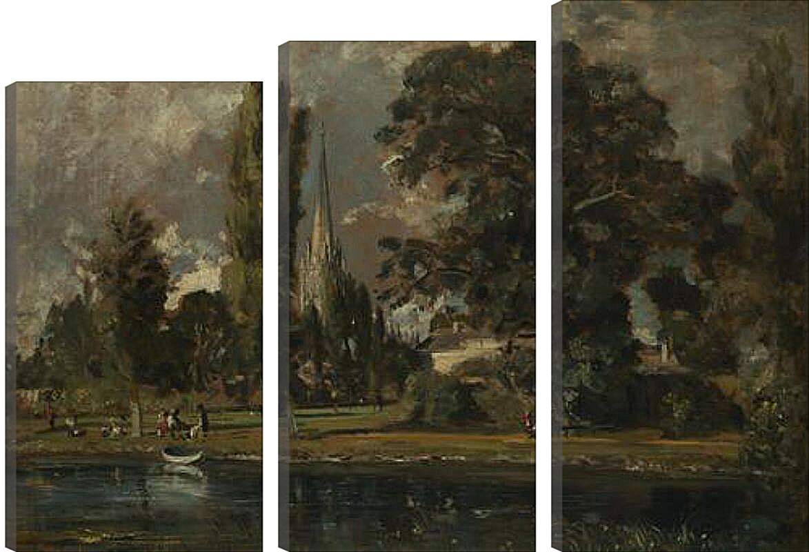 Модульная картина - Salisbury Cathedral and Leadenhall from the River Avon. Джон Констебл