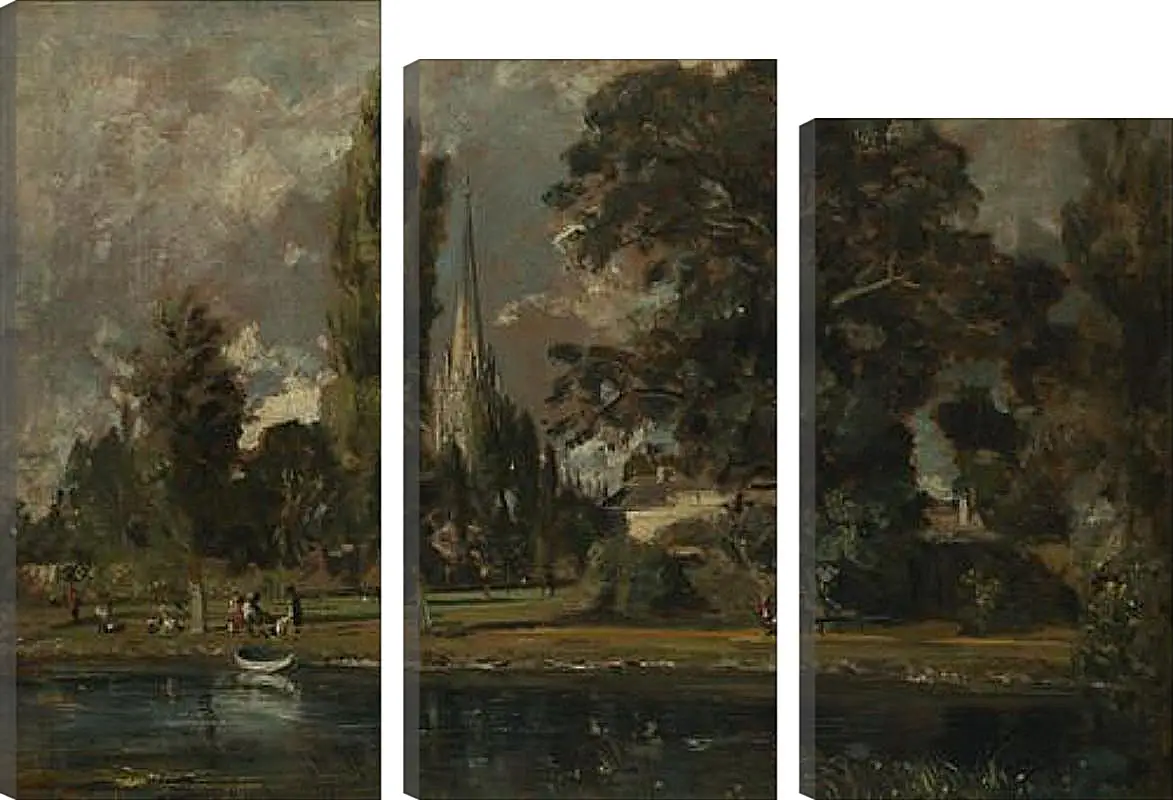 Модульная картина - Salisbury Cathedral and Leadenhall from the River Avon. Джон Констебл