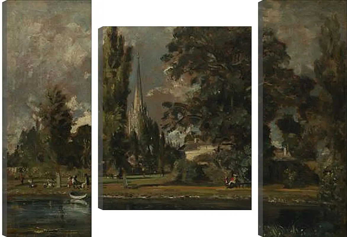 Модульная картина - Salisbury Cathedral and Leadenhall from the River Avon. Джон Констебл