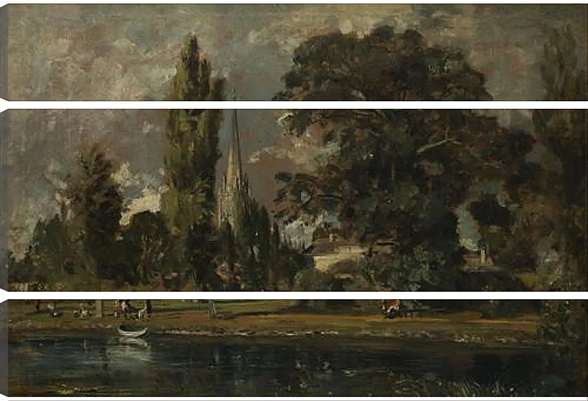 Модульная картина - Salisbury Cathedral and Leadenhall from the River Avon. Джон Констебл