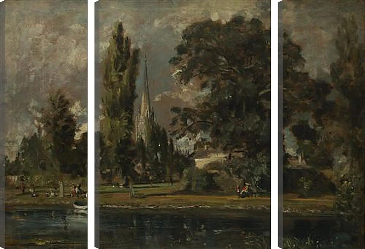 Модульная картина - Salisbury Cathedral and Leadenhall from the River Avon. Джон Констебл