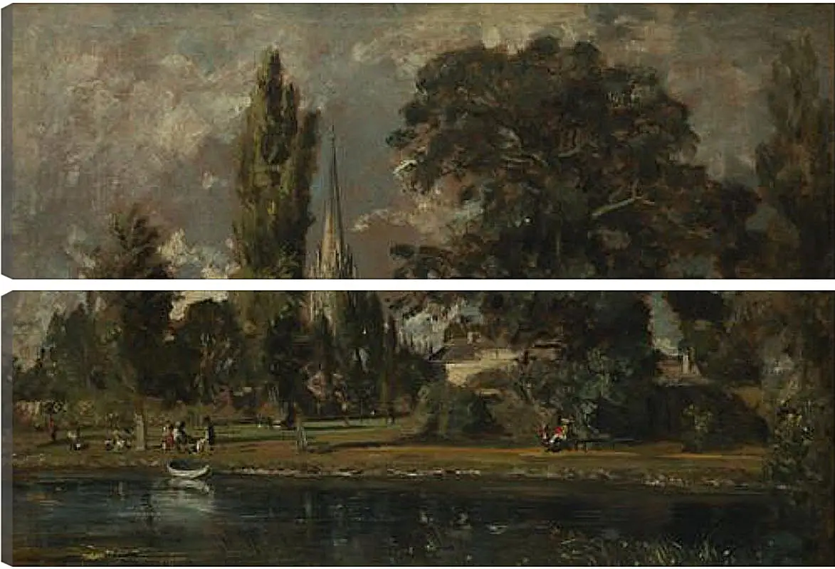 Модульная картина - Salisbury Cathedral and Leadenhall from the River Avon. Джон Констебл