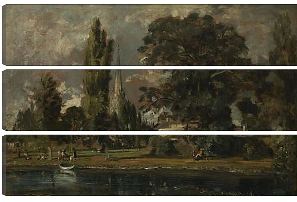 Модульная картина - Salisbury Cathedral and Leadenhall from the River Avon. Джон Констебл