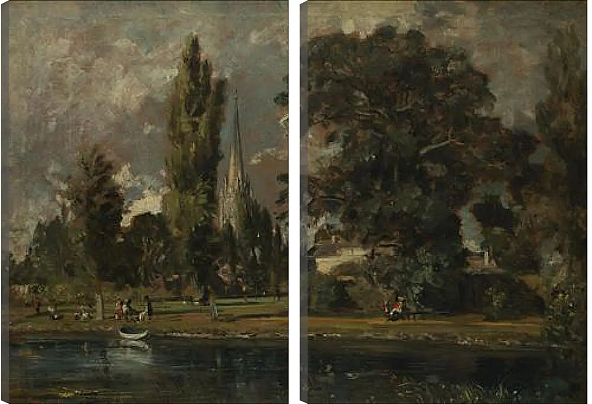 Модульная картина - Salisbury Cathedral and Leadenhall from the River Avon. Джон Констебл