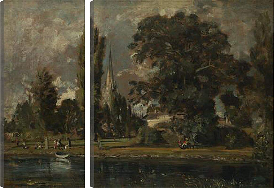 Модульная картина - Salisbury Cathedral and Leadenhall from the River Avon. Джон Констебл
