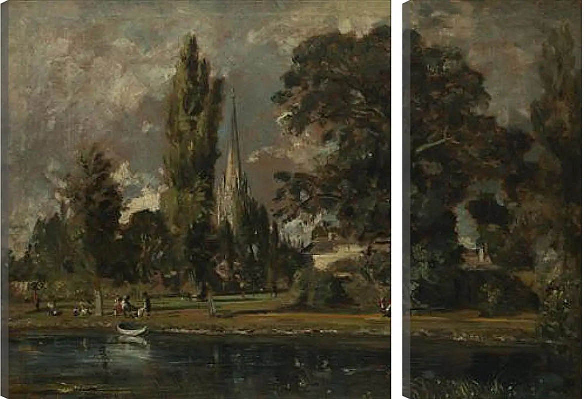 Модульная картина - Salisbury Cathedral and Leadenhall from the River Avon. Джон Констебл