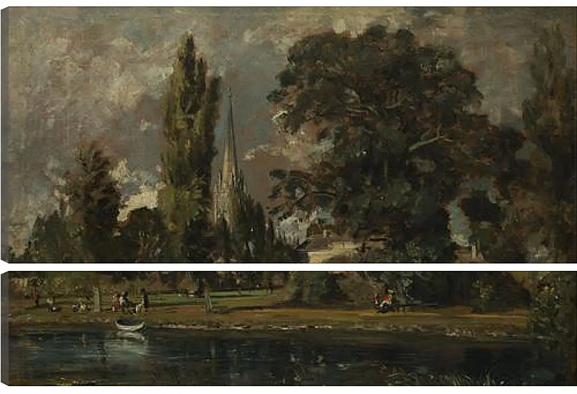 Модульная картина - Salisbury Cathedral and Leadenhall from the River Avon. Джон Констебл