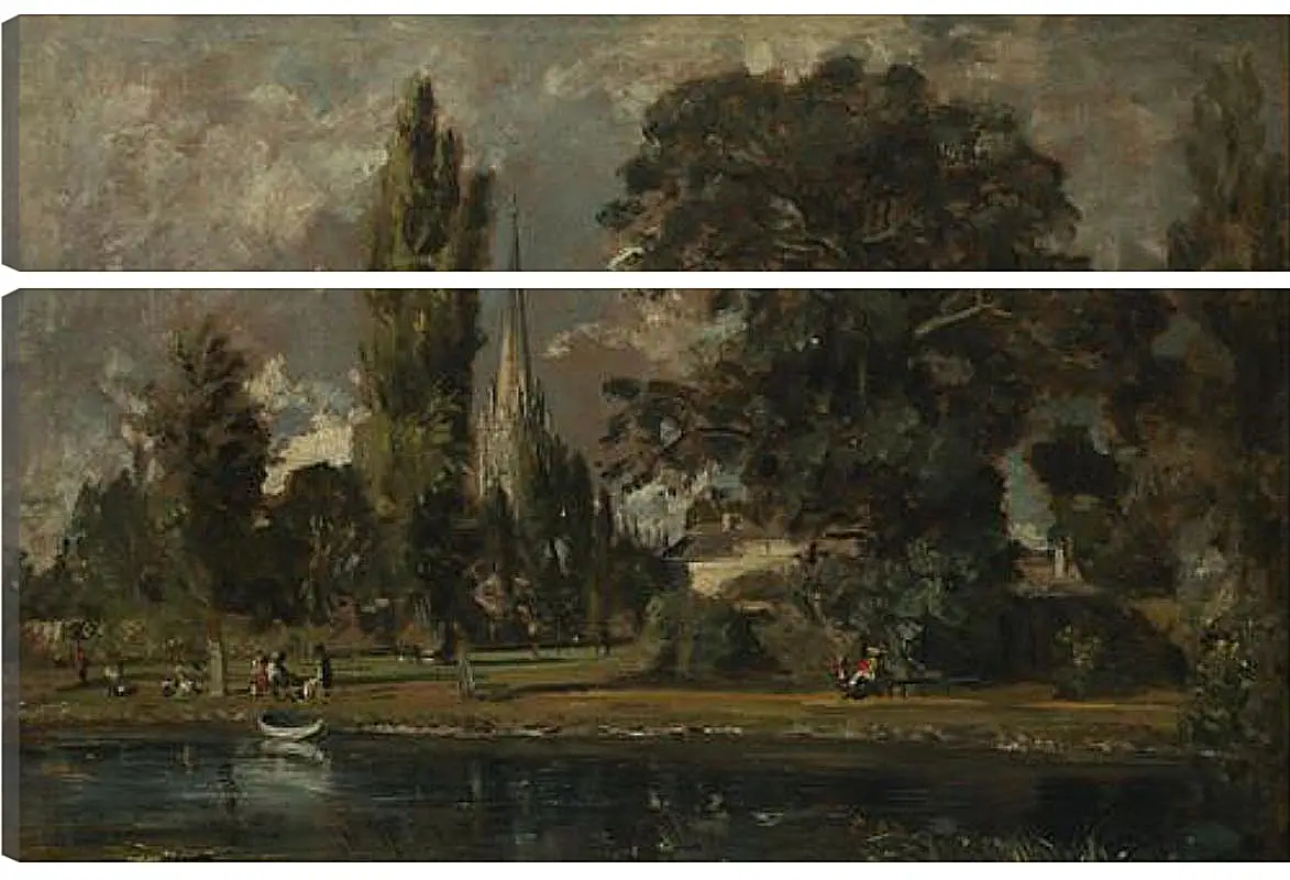 Модульная картина - Salisbury Cathedral and Leadenhall from the River Avon. Джон Констебл