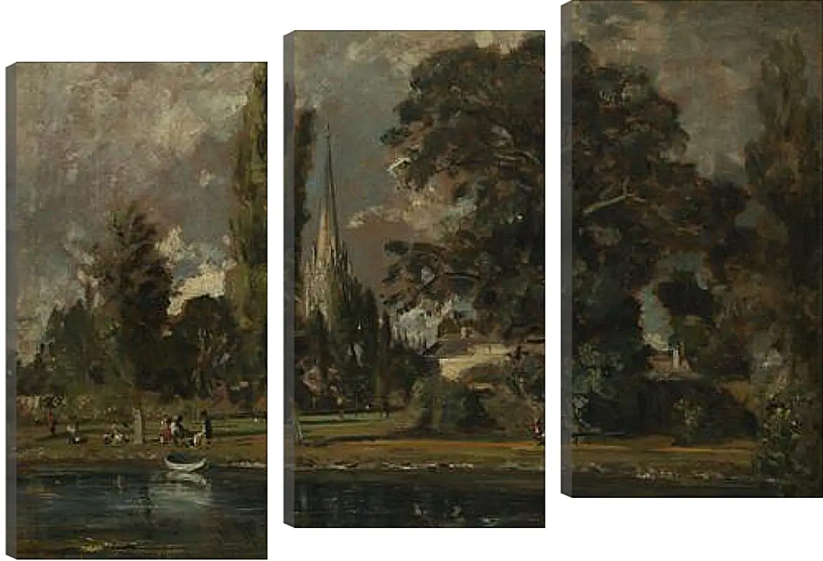 Модульная картина - Salisbury Cathedral and Leadenhall from the River Avon. Джон Констебл