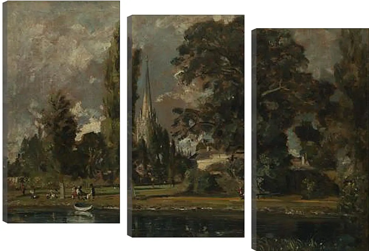 Модульная картина - Salisbury Cathedral and Leadenhall from the River Avon. Джон Констебл