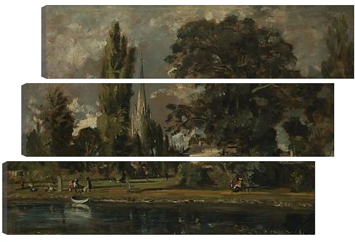 Модульная картина - Salisbury Cathedral and Leadenhall from the River Avon. Джон Констебл