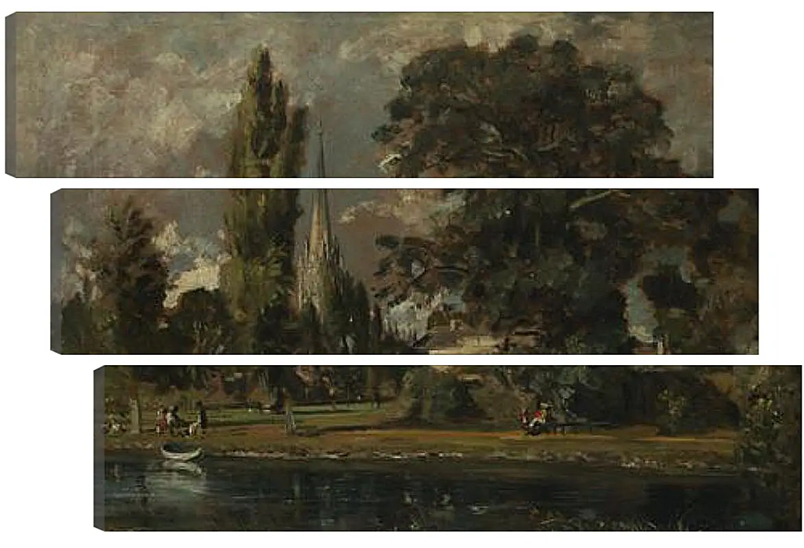 Модульная картина - Salisbury Cathedral and Leadenhall from the River Avon. Джон Констебл