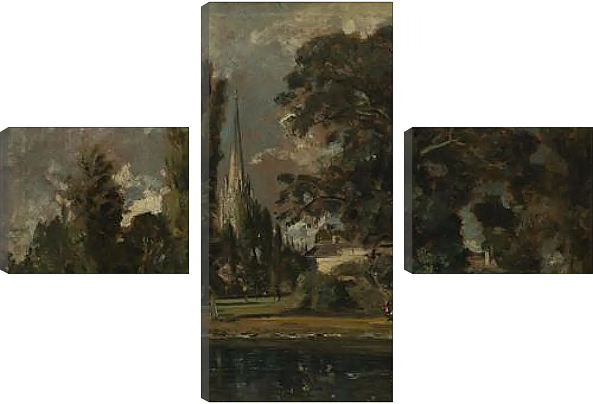 Модульная картина - Salisbury Cathedral and Leadenhall from the River Avon. Джон Констебл