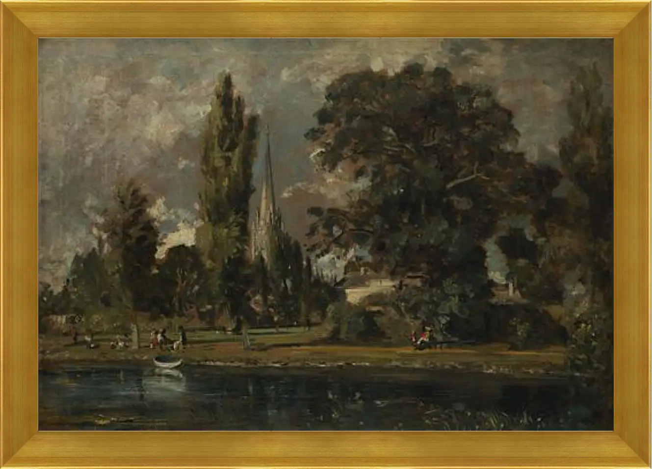 Картина в раме - Salisbury Cathedral and Leadenhall from the River Avon. Джон Констебл