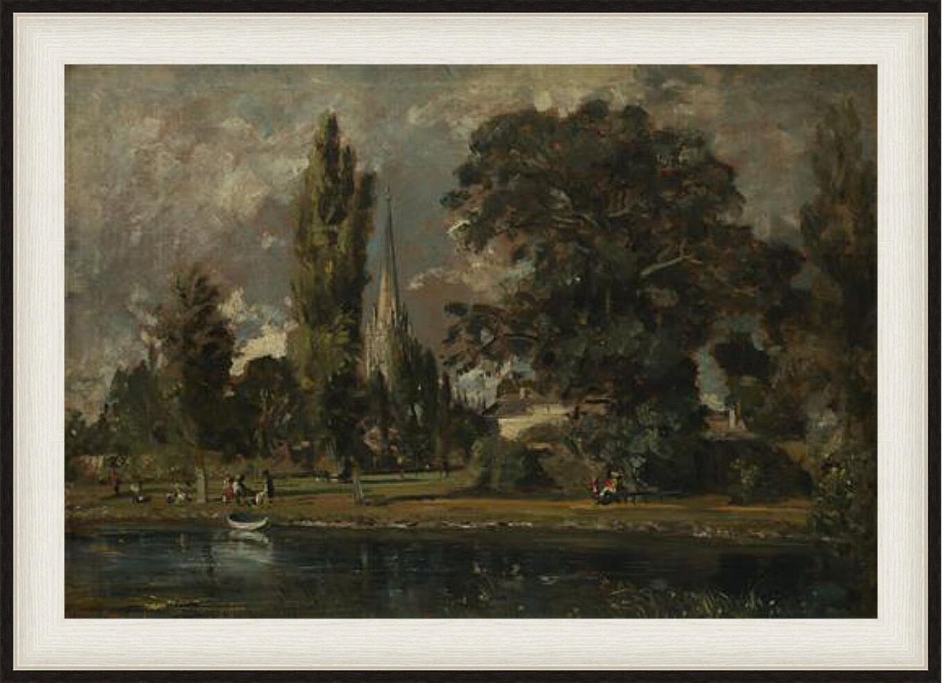 Картина в раме - Salisbury Cathedral and Leadenhall from the River Avon. Джон Констебл
