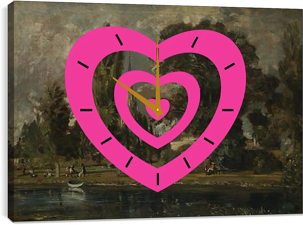 Часы картина - Salisbury Cathedral and Leadenhall from the River Avon. Джон Констебл