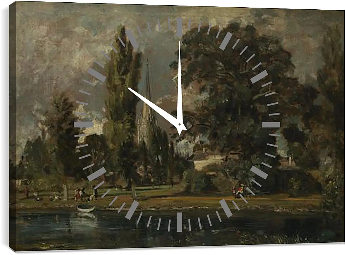 Часы картина - Salisbury Cathedral and Leadenhall from the River Avon. Джон Констебл