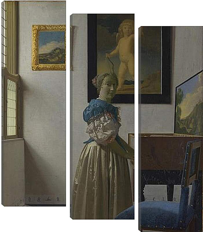 Модульная картина - A Young Woman standing at a Virginal. Ян (Йоханнес) Вермеер