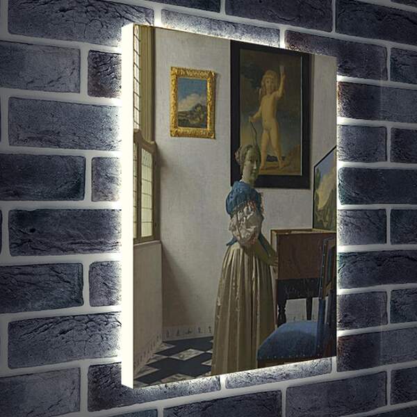 Лайтбокс световая панель - A Young Woman standing at a Virginal. Ян (Йоханнес) Вермеер