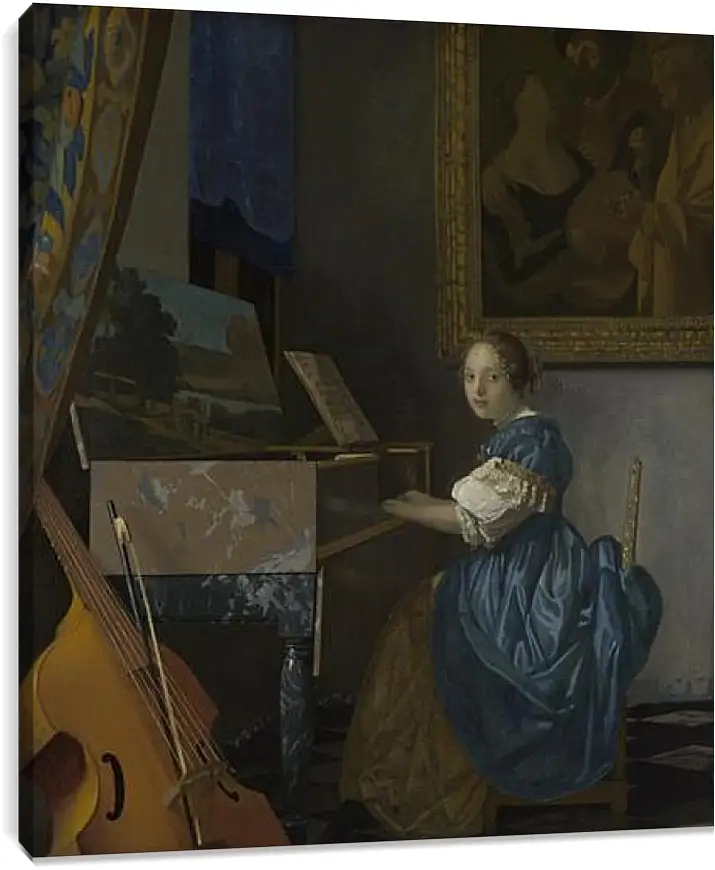 Постер и плакат - A Young Woman seated at a Virginal. Ян (Йоханнес) Вермеер