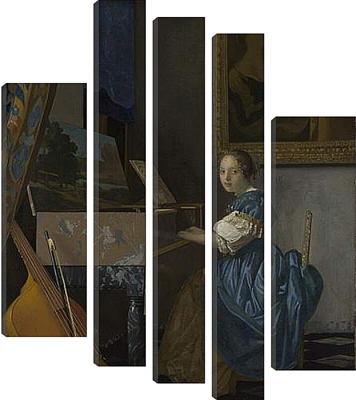 Модульная картина - A Young Woman seated at a Virginal. Ян (Йоханнес) Вермеер