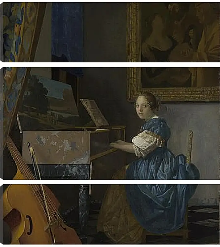 Модульная картина - A Young Woman seated at a Virginal. Ян (Йоханнес) Вермеер