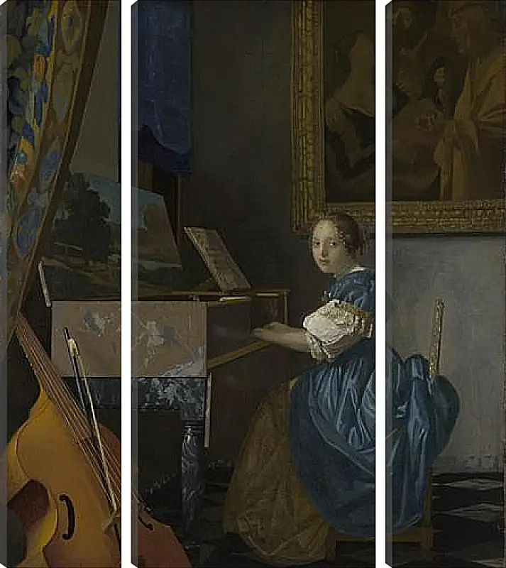 Модульная картина - A Young Woman seated at a Virginal. Ян (Йоханнес) Вермеер