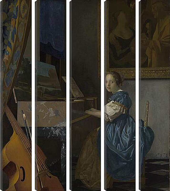 Модульная картина - A Young Woman seated at a Virginal. Ян (Йоханнес) Вермеер