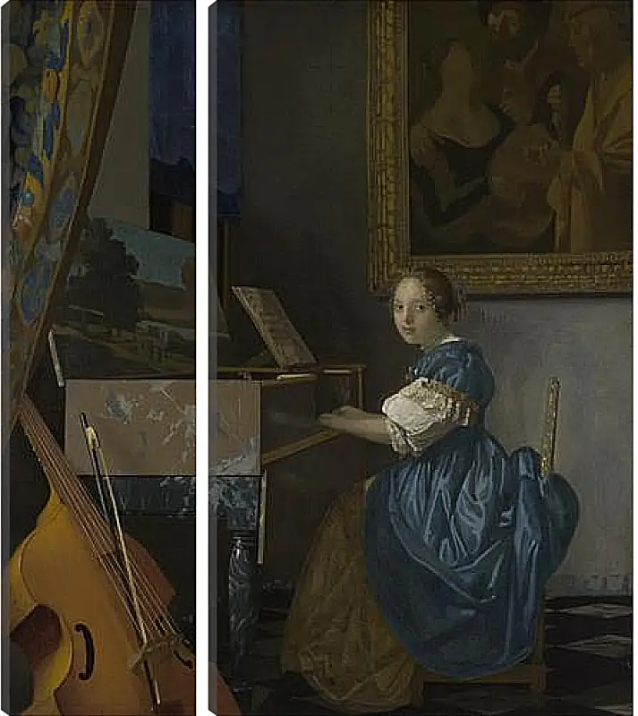 Модульная картина - A Young Woman seated at a Virginal. Ян (Йоханнес) Вермеер