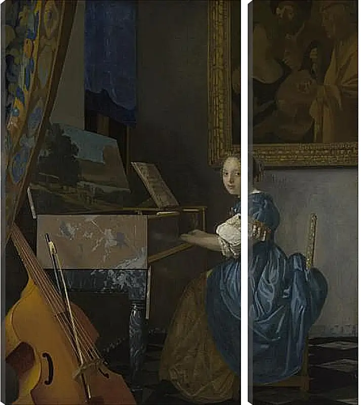 Модульная картина - A Young Woman seated at a Virginal. Ян (Йоханнес) Вермеер