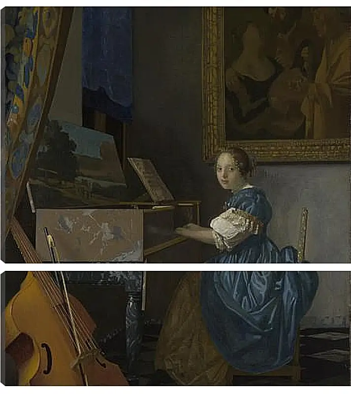 Модульная картина - A Young Woman seated at a Virginal. Ян (Йоханнес) Вермеер