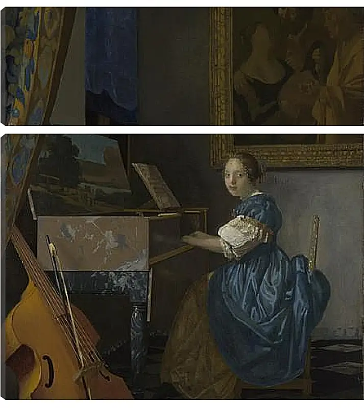 Модульная картина - A Young Woman seated at a Virginal. Ян (Йоханнес) Вермеер