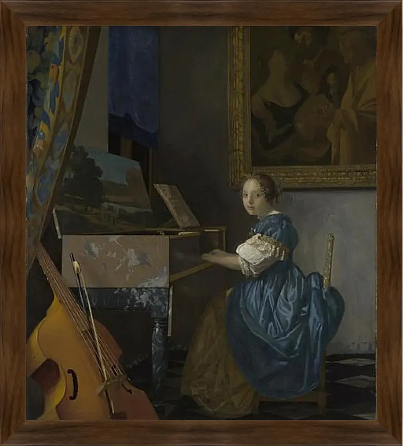 Картина в раме - A Young Woman seated at a Virginal. Ян (Йоханнес) Вермеер