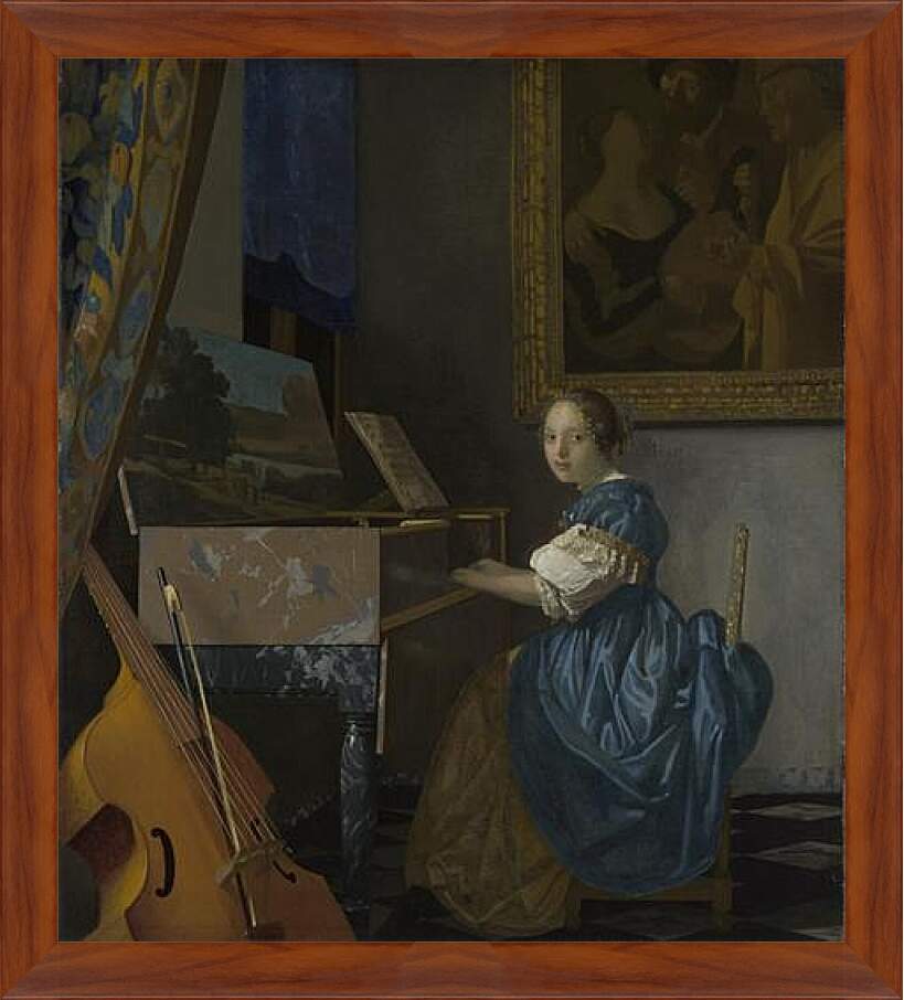 Картина в раме - A Young Woman seated at a Virginal. Ян (Йоханнес) Вермеер