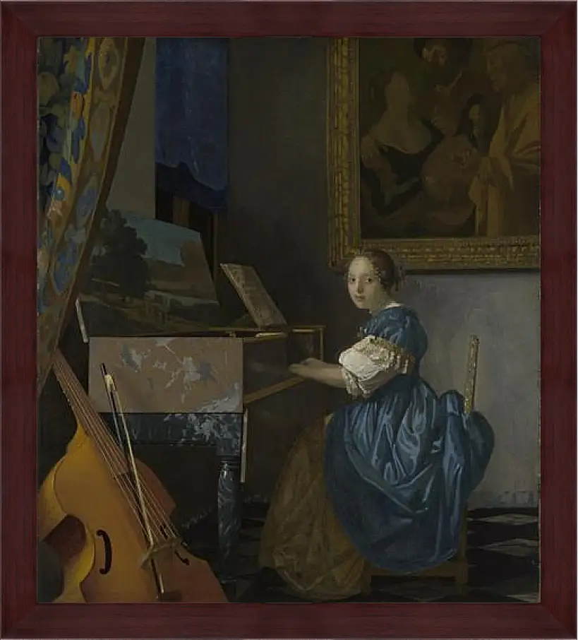 Картина в раме - A Young Woman seated at a Virginal. Ян (Йоханнес) Вермеер