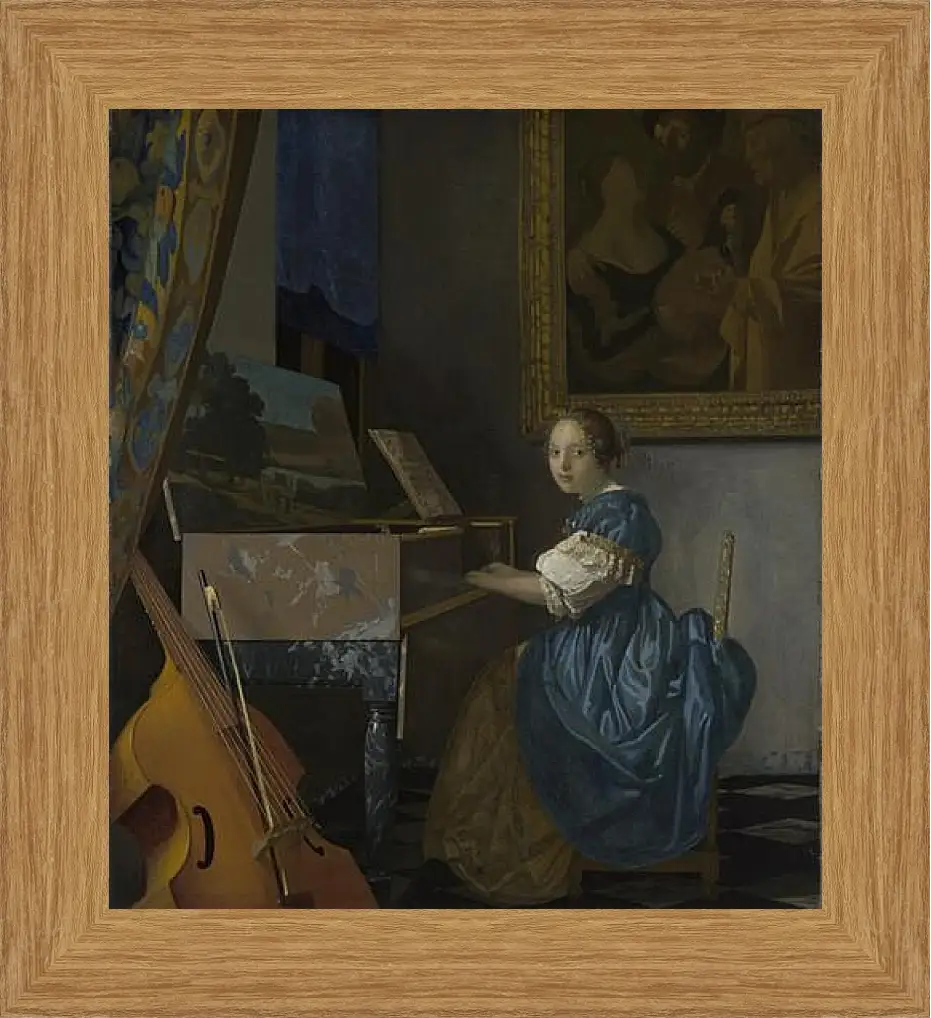 Картина в раме - A Young Woman seated at a Virginal. Ян (Йоханнес) Вермеер