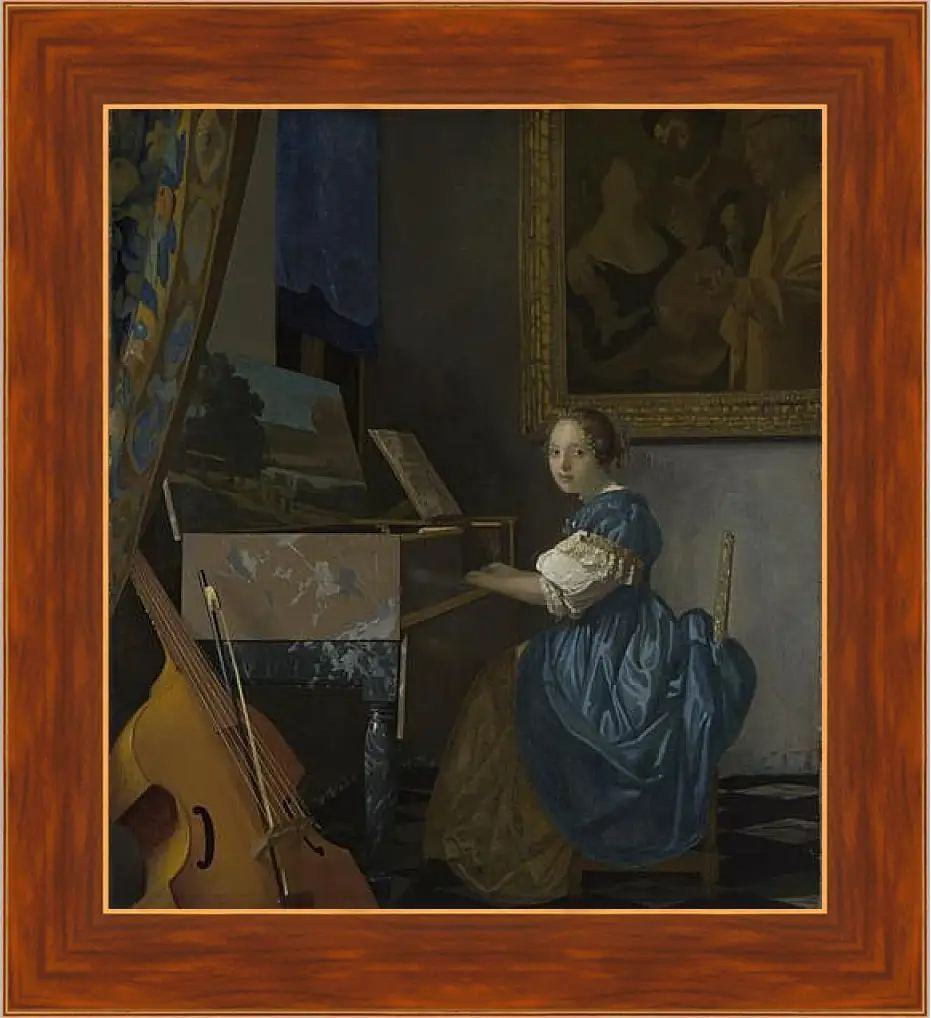 Картина в раме - A Young Woman seated at a Virginal. Ян (Йоханнес) Вермеер