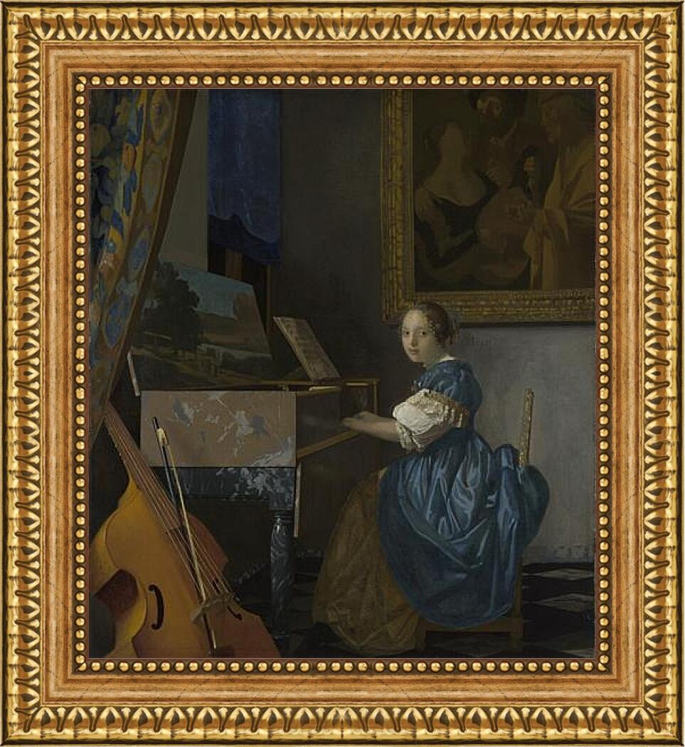 Картина в раме - A Young Woman seated at a Virginal. Ян (Йоханнес) Вермеер