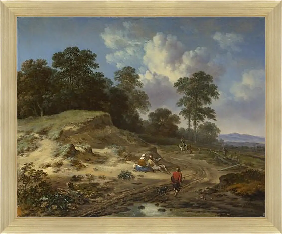 Картина в раме - A Track by a Dune, with Peasants and a Horseman. Ян Вейнантс