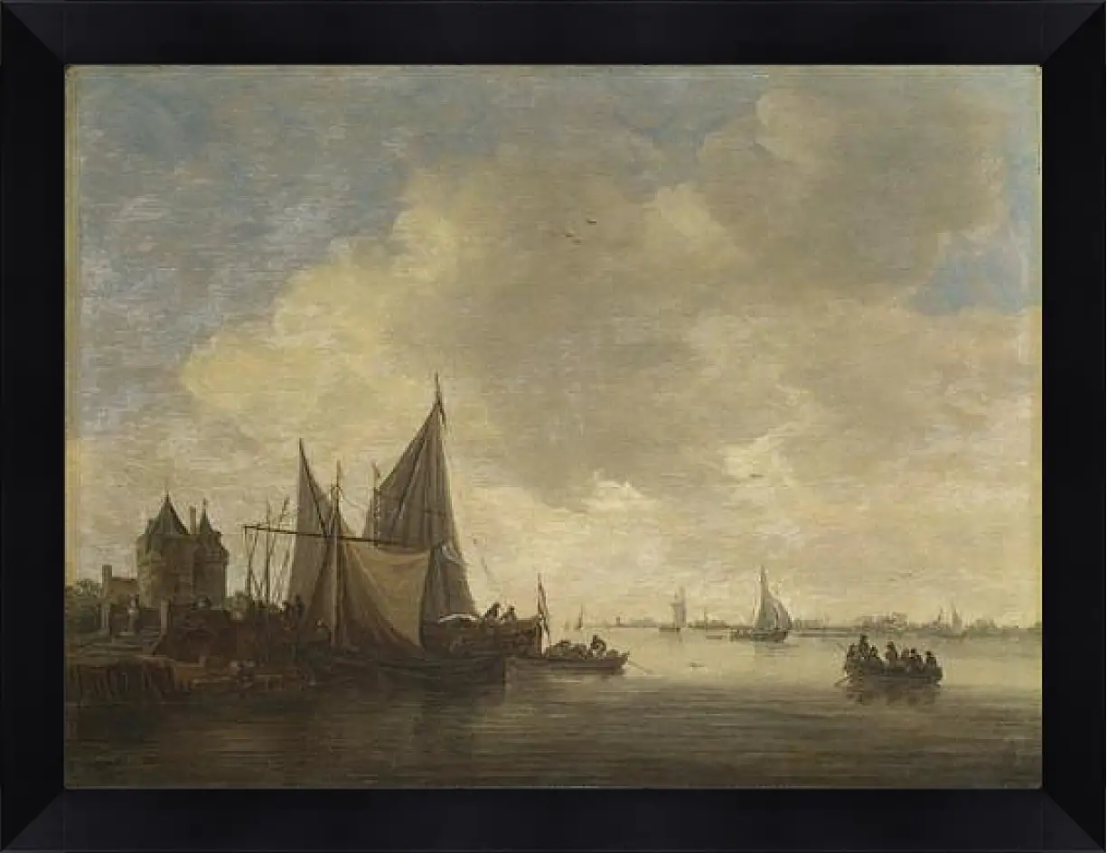 Картина в раме - The Mouth of an Estuary with a Gateway. Ян ван Гойен